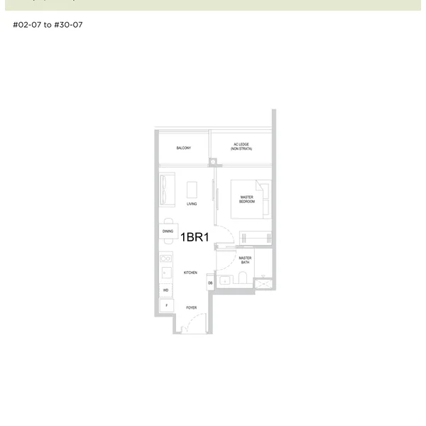 One Marina Gardens 1 Bedroom indicative floorplan