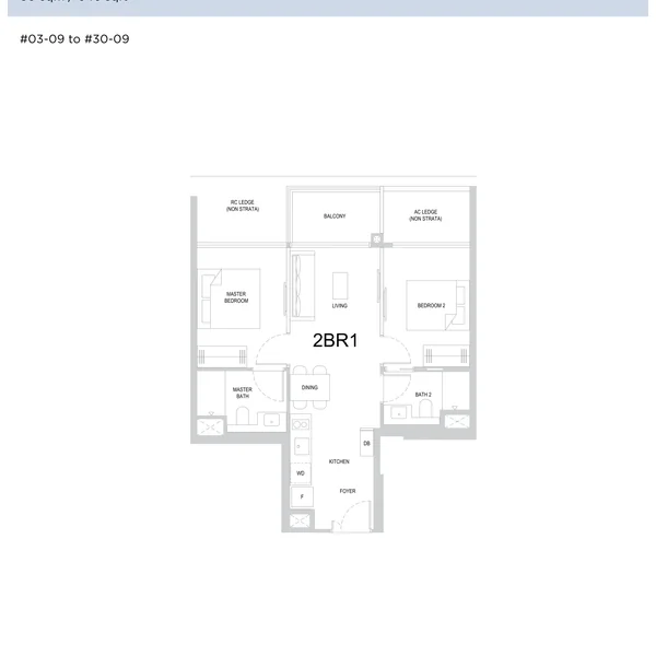 One Marina Gardens 2 Bedroom indicative floorplan