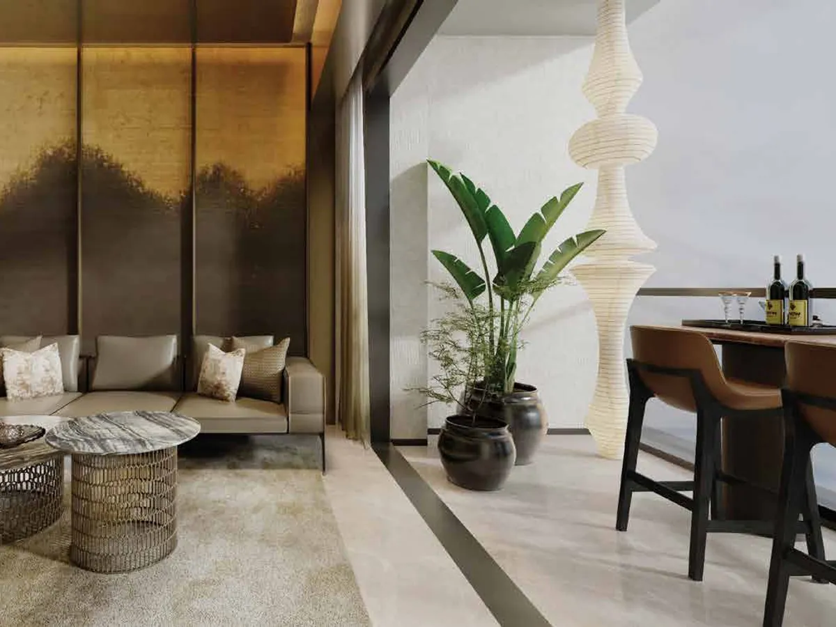 One Marina Gardens living and dining interior, for illustration purposes