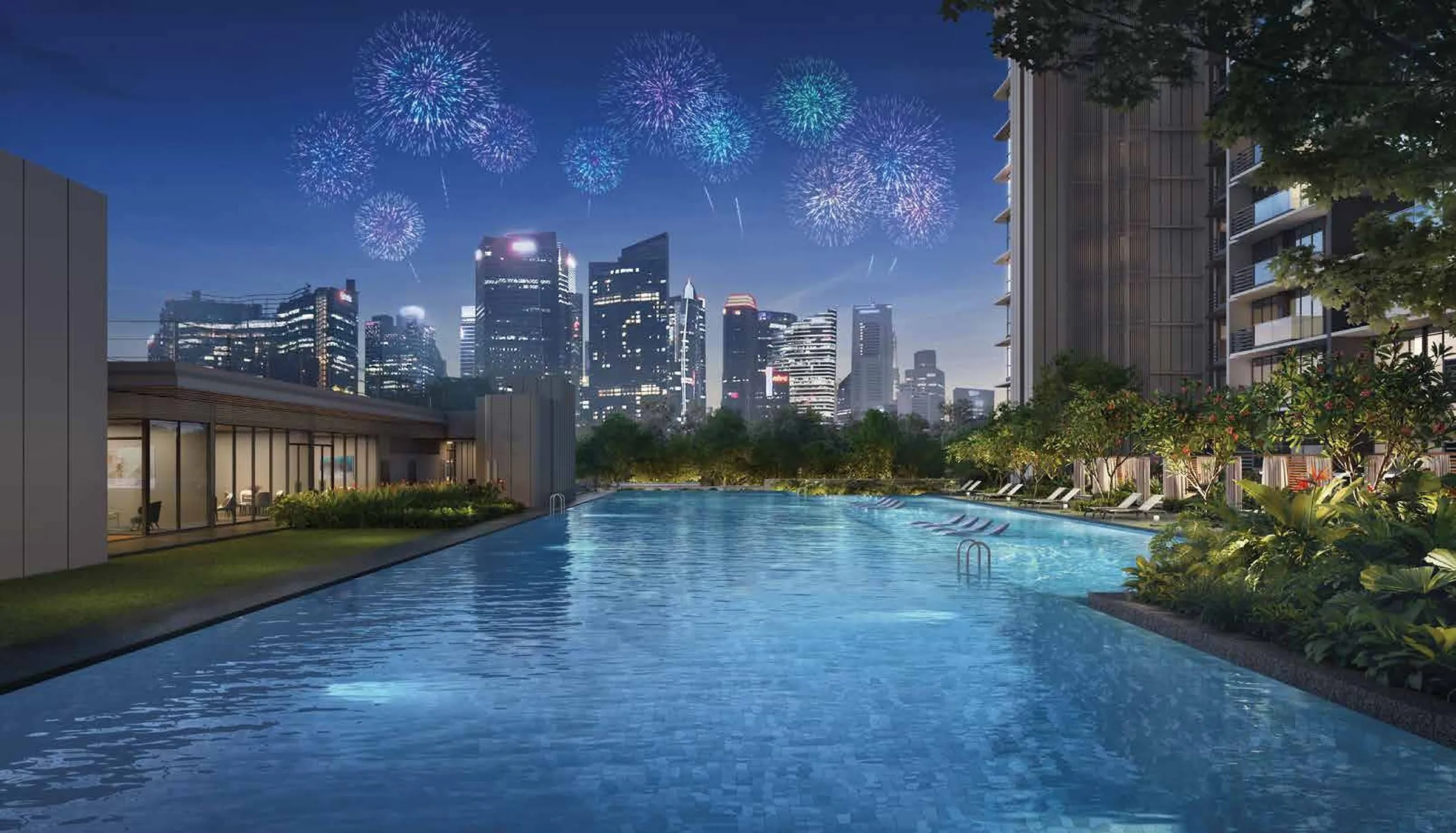 One Marina Gardens 50m pool and skyline, artist's impression